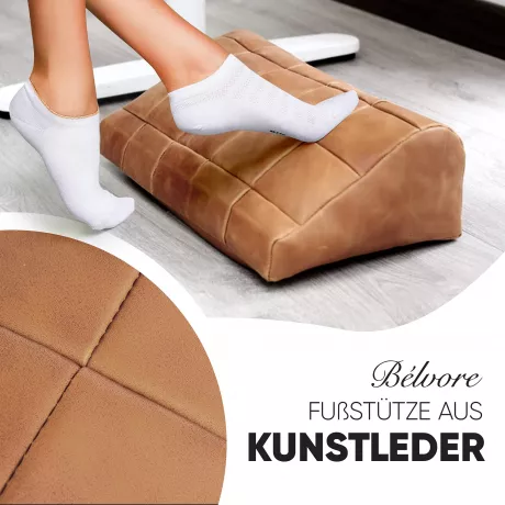 Bélvore Footrest Desk | Footrest for Home Office or Office | Modern & Ergonomic | Footstool for Optimal Posture | Foot Adjustment thanks to Grain Filling | (Light Brown) : Amazon.de: Home & Kitchen