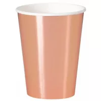 8 Papp Becher RoseGold Glanz - Kids Party World