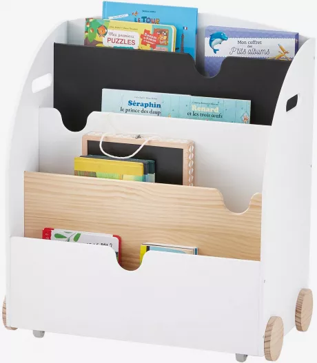 Vertbaudet Bücherregal mit Rollen ,,School" in weiß