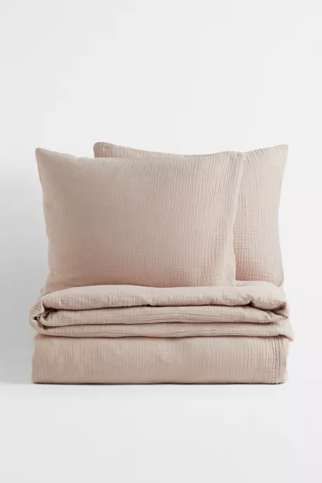 Musselin-Bettwäsche für Doppelbett - Beige - Home All | H&M DE