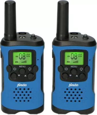 FR-115 - Set von zwei Walkie Talkies - Reichweite von bis zu 5 Kilometern, blau/schwarz, Alecto | myToys
