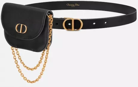 30 Montaigne Removable Pouch Belt Black Smooth Calfskin, 20 MM | DIOR
