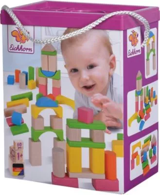 Holzbausteine naturbelassen & bunt, 60 Stück, Eichhorn | myToys