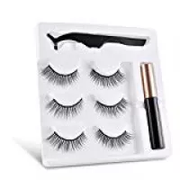 Freeorr Magnetische Wimpern Eyeliner mit Pinzette, 3 Paar Natürliche und Wiederverwendbare Magnetischen Falschen Wimpern mit Wasserdichtem Magnetischem Flüssigem Eyeliner Set-011