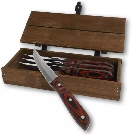 Gense - Old Farmer Classic Steakbestik - 8 dele - 4 kuverter - Rustfrit stål/ædeltræslaminat - Sort | Imerco