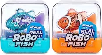 Robo Alive Robo Fish Series 2 Robot Floating Fish, Pack of 2, Turquoise and Orange, Multi-Directions, Battery Operated, Toy Fish, Pool Toy (2 Pack, Turquoise and Orange): Amazon.de: Toys