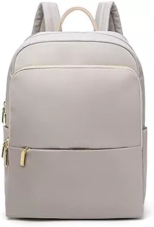Mochila Feminina de Nylon Impermeável Uso Casual (cinza claro)
