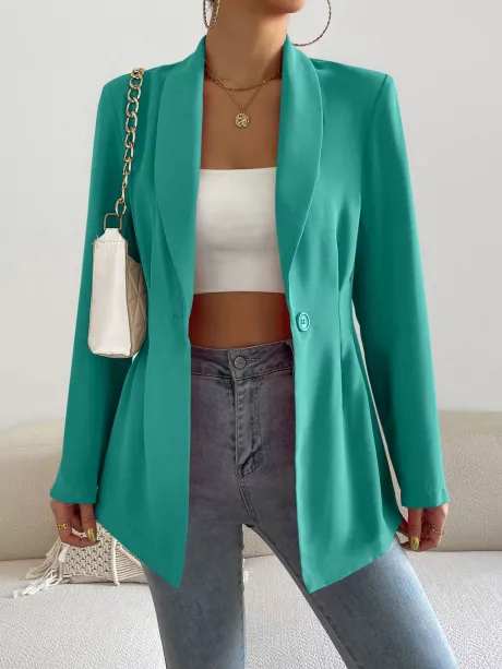 SHEIN Frenchy Blazer sólido colarinho de xaile botão único