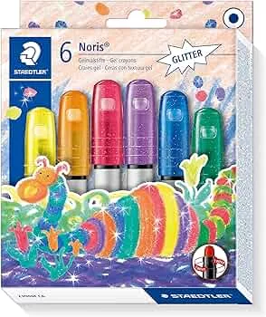 STAEDTLER Noris Club 2390M C6 Gelmalstifte, 6 Stück im Set, Glitter-Farben, perfekt für kleine Kinderhände, superweich und farbintensiv, auch ideal für `Fensterglas : Amazon.de: Gewerbe, Industrie & Wissenschaft