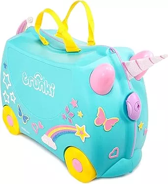 Trunki Handgepäck Und Kinderkoffer zum Draufsitzen | Kinder Risen Geschenk für Mädchen Und Jungen | Trolley Una Unicorn (Blaugrün) : Amazon.de: Fashion