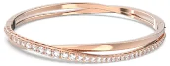 Twist bracelet, White, Rose gold-tone plated | Swarovski