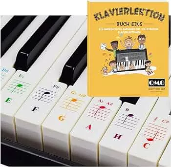 Coloured Piano and Keyboard Stickers and Full Piano Lessons with Coloured Notes and Guide for Children and Beginners : Amazon.de: Musical Instruments & DJ