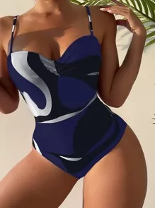 SHEIN Swim Vcay Estampa em toda a parte ocasional Uma peça | SHEIN Brasil