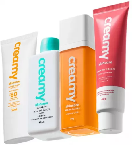 KIT CREAMY SKINCARE VITAMINA C SALICíLICO HIDRATANTE CALMING CREAM PROTETOR FACIAL FPS60 (4 PRODUTOS) | Drogasil