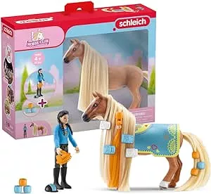 schleich HORSE CLUB 42585 Sofia's Beauties 18-Teiliges Pferde-Beauty-Set - Reiterin Kim und Pferd mit Mähne und Schweif zum Striegeln plus Zubehör, Pferde Spielzeug ab 5 Jahren: Amazon.de: Spielzeug