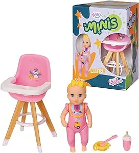 BABY born Minis Hochstuhl-Spielset mit Minis-Puppe Luna, Flasche und Teller, 906125 Zapf Creation: Amazon.de: Spielzeug