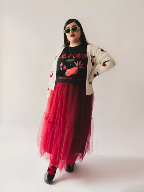 Saia de Tule Midi Cake Cherry TAM GG - El Gato Store