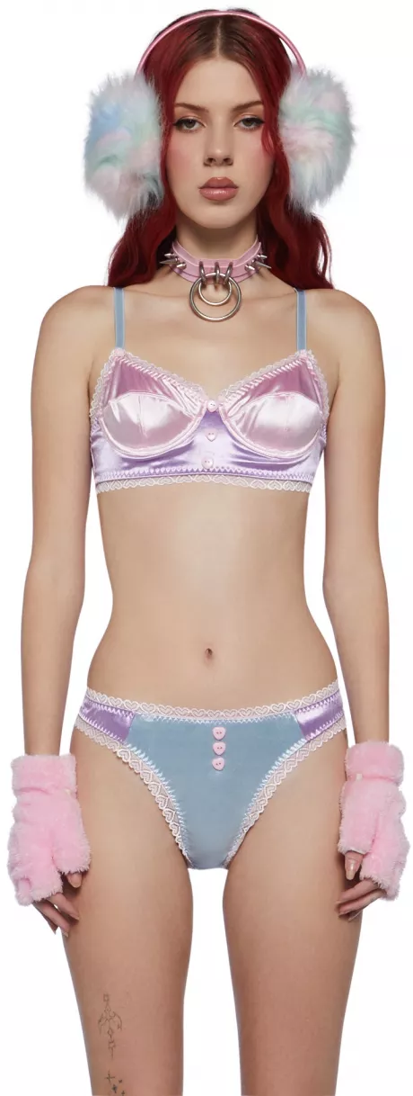 Sugar Thrillz Colorblock Satin Lace Trim Underwire Bra Top – Dolls Kill