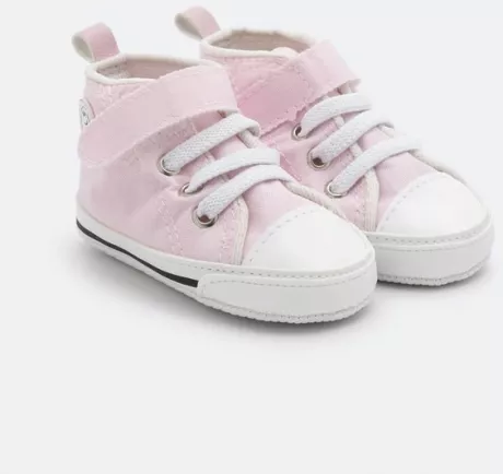 Tênis Infantil com Velcro e Silk Lateral - Tam 0 a 18 meses Rosa - Renner