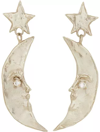 Moon Earrings in White Bronze – Mondo Mondo
