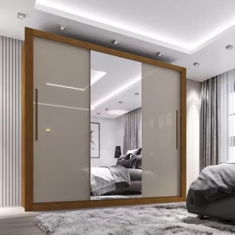 Guarda Roupa Casal 3 Portas com Espelho 4 Gavetas | Casas Bahia