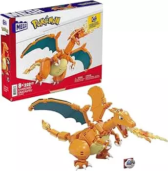 Mega Pokémon Glurak, Figur zum Zusammenbauen, 223 Bausteinen, mit beweglichen Flügeln und Pokéball-Stift, Pokémon Spielzeug, ab 6 Jahre, GWY77: Amazon.de: Spielzeug