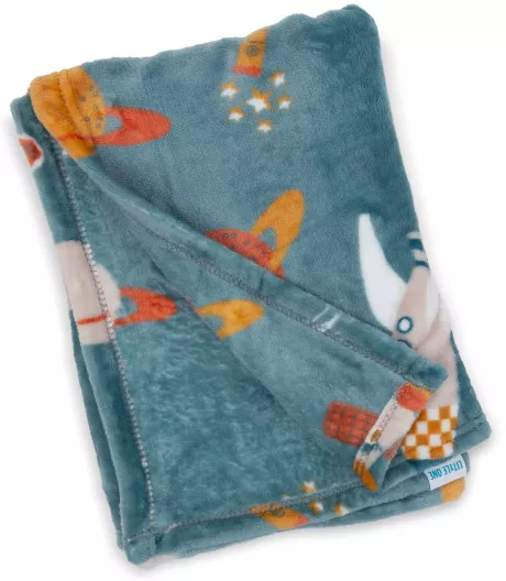 LITTLE ONE Flanell Fleecedecke Rakete | in Blau | BabyOne