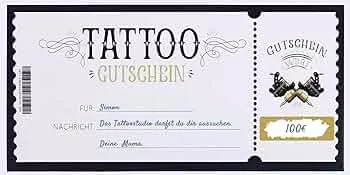 Tattoo Voucher - Tattoo Card, Tattoo Scratch Card, Tattoo Personalised, Voucher Tattoo, Gift for Men, Gift for Women : Amazon.de: Stationery & Office Supplies