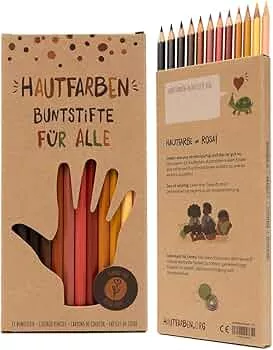 Hautfarben Buntstifte, Set 12 Buntstifte in unterschiedlichen Hauttönen, Buntstifte, Gib mir mal Stifte, Brauntöne, nachhaltige Materialien, für Kinder ab 3 Jahren : Amazon.de: Toys