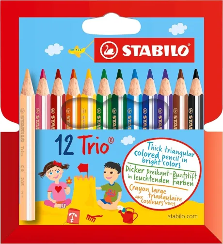 Dreikant-Buntstift - STABILO Trio dick kurz - 12er Pack