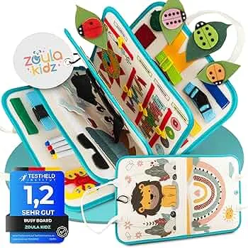 zoula kidz® Busy Board deutsch - Montessori Spielzeug ab 3 Jahre - Motorikspielzeug - Montessori Buch - Spielzeug Autofahrt - Activity Board - Kleinkind Spielzeug - Motorikbrett - Busy Book: Amazon.de: Spielzeug