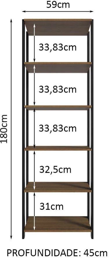 Estante Multiuso para Lavanderia 59cm Rustic/Preto Madesa - Madesa Móveis