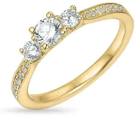 zirkon guldring i 9 karat guld str 48
