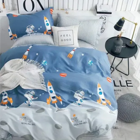 Kinderbettwäsche 135x200 Bettwäsche für Kinder Jungen mit Astronaut und Rakete Muster 100% Baumwolle 80x80cm Kissenbezug mit Reißverschluss 2 teilig Blau : Amazon.de: Baby
