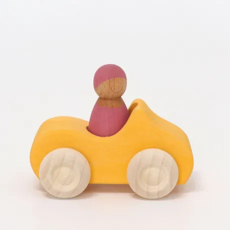 Grimm's | Kleines gelbes Cabrio aus Lindenholz | Mit Holzfigur