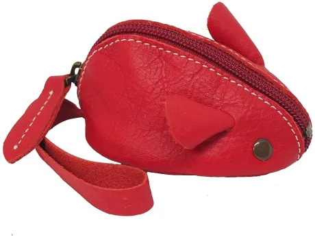 BAWAKO Kleingeldbörse Maus aus Leder - Schlüsseltasche Münzbörse Münzbeutel Coin Purse klein Geldbörse Geldbeutel Kleingeldportemonnaie (Rot Matt) : Amazon.de: Fashion