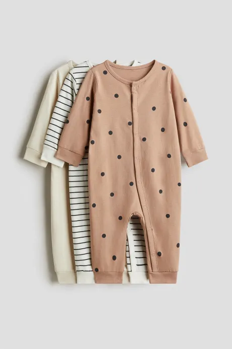 - 3er-Pack Schlafanzüge aus Baumwolle - Beige/Gestreift - KINDER | H&M CH