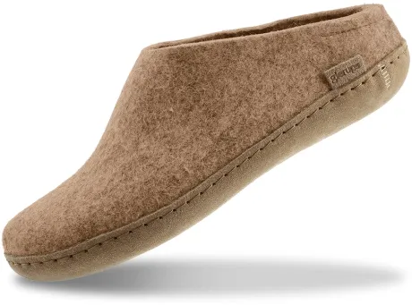 Pantoffel mit Ledersohle - Sand – glerups.de