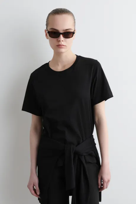 CREW-NECK COTTON T-SHIRT - BLACK | COS