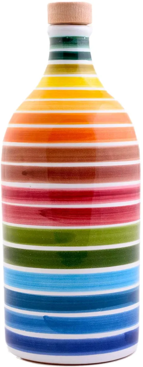 Keramikflasche in Regenbogenfarben - Frantoio Muraglia