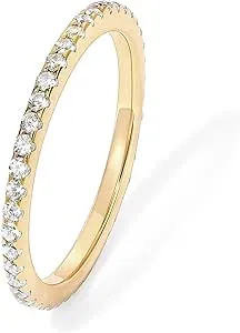 Amazon.com: PAVOI Anel de prata esterlina 925 banhado a ouro 14K sólido CZ simulado diamante empilhável alianças eternidade para mulheres, 15/16, Ouro amarelo, Zircônia cúbica : Roupas, Calçados e Joias