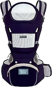Bolsa Canguru Ergonômica Premium Baby Bear 3 em 1 | Assento Acolchoado| 12 posições | Alças Reguláveis | Bolsos Frontais e Laterais (Azul Marinho) : Amazon.com.br: Bebês
