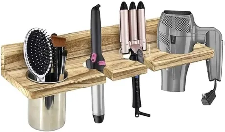 QYINXIU Wall Mount Hair Tool Organizer, Hair Care & Styling Tool Organizer, Farmhouse Wood Beauty Hair Appliance Holder For Flat Iron, Curling Wand, Hair Straighteners, Brushes : Amazon.ca: Home
