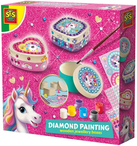 SES Creative Diamantmosaik - Smykkeskrin med Enhjørning