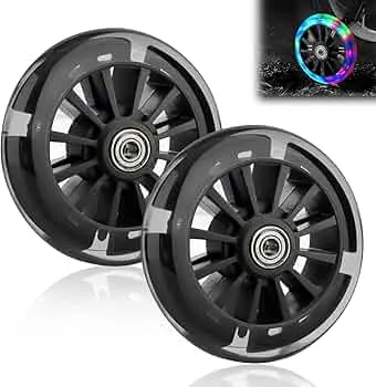 Lysende scooterhjul, 2 stk. LED-scooterhjul, 100 mm udskiftningshjul til scootere, stunt scooterhjul LED lysruller med ABEC, 9 kuglelejer, scooterhjul til alle slags scootere (sort, 120 mm) : Amazon.de: Sport og friluftsliv