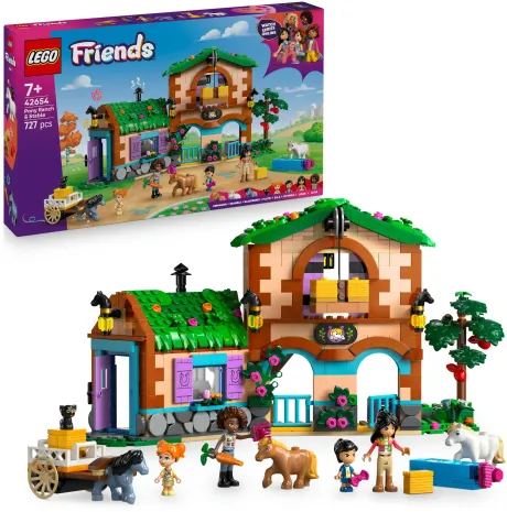 LEGO Friends Ponyhof & Stall - Bauset mit 4 Mini-Puppen und Tieren - 42654