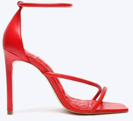 Sandália Salto Alto Tiras Vermelha | ZZ MALL