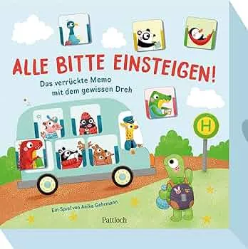 Alle Bitte einsteigen!: Das verrückte Memo mit dem gewissen Dreh | Lustiges Memory-Spiel mit Karten in Busform | Für 2-4 Personen | Ab 3 Jahren: Amazon.de: Spielzeug