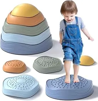 Lehoo Castle Balanciersteine für Kinder, Rutschfeste Stapelsteine Stepping Stones Kids, Balance Steine Set Für Drinnen und Draußen, Garten Outdoor Spielzeug Kinder : Amazon.de: Spielzeug