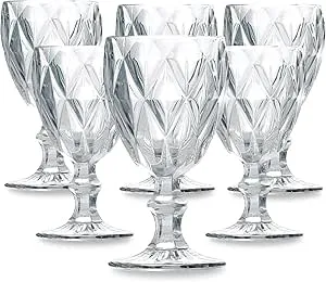 Jogo de 6 Taças de Vidro Diamond Transparente